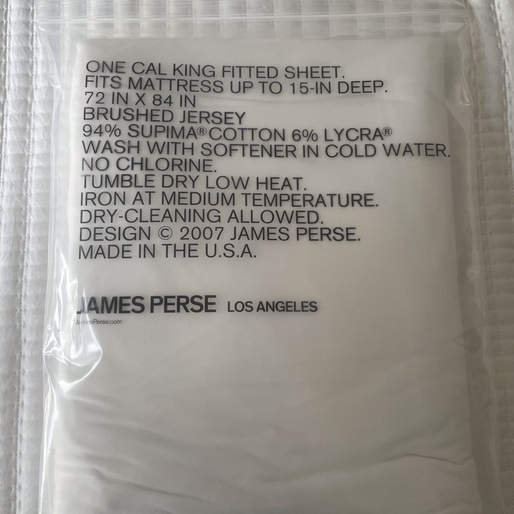 NWT JAMES PERSE Cal King Fitted Sheet